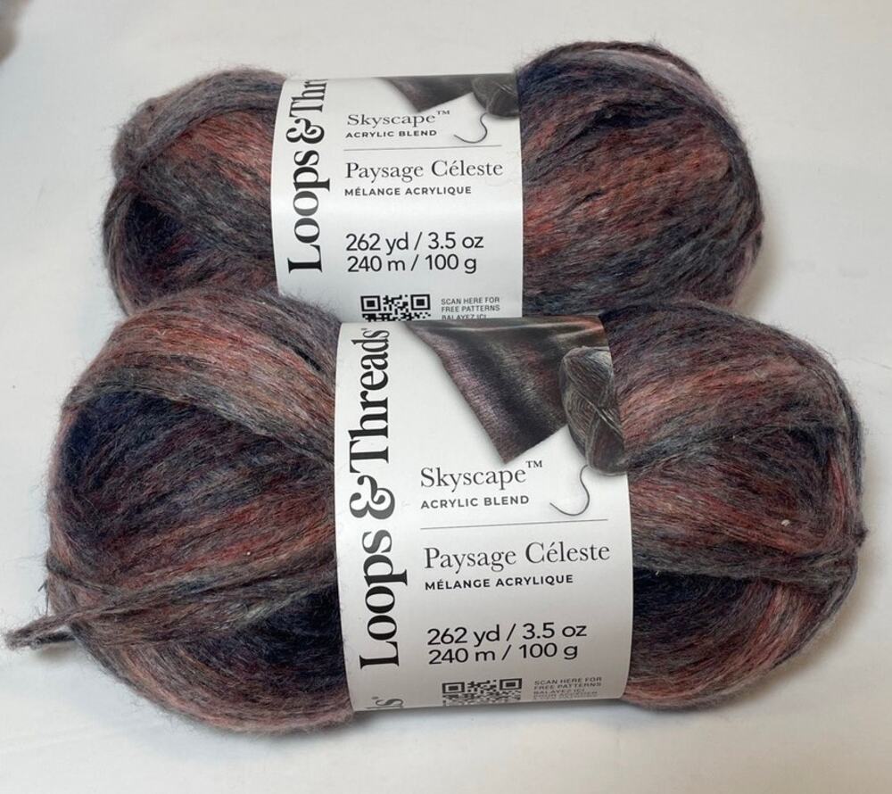 Loops & Threads Skyscape Acrylic Yarn 2 Skeins-7 oz. Navy & Silver-Colored